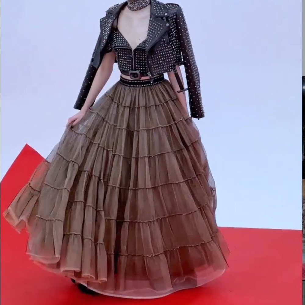 Alice + Olivia Brown Maxi Skirt